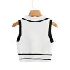 imageVerdusa Womens Button Front Striped Collar Sleeveless Sweater Vest Knit TopWhite and Black