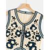 imageVerdusa Womens Button Front V Neck Sleeveless Floral Pattern Knit Sweater VestBeige Blue