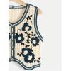 imageVerdusa Womens Button Front V Neck Sleeveless Floral Pattern Knit Sweater VestBeige Blue