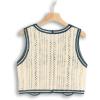 imageVerdusa Womens Button Front V Neck Sleeveless Floral Pattern Knit Sweater VestBeige Blue