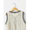 imageVerdusa Womens Button Front V Neck Sleeveless Floral Pattern Knit Sweater VestBeige Grey