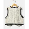 imageVerdusa Womens Button Front V Neck Sleeveless Floral Pattern Knit Sweater VestBeige Grey