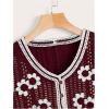 imageVerdusa Womens Button Front V Neck Sleeveless Floral Pattern Knit Sweater VestRed and White