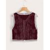 imageVerdusa Womens Button Front V Neck Sleeveless Floral Pattern Knit Sweater VestRed and White