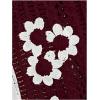 imageVerdusa Womens Button Front V Neck Sleeveless Floral Pattern Knit Sweater VestRed and White