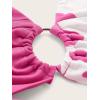 imageVerdusa Womens Cow Print O Ring Deep V Neck Tie Backless Crop Halter TopWhite Hot Pink
