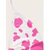 imageVerdusa Womens Cow Print O Ring Deep V Neck Tie Backless Crop Halter TopWhite Hot Pink