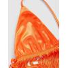imageVerdusa Womens Crisscross Tie Backless Fringe Hem Sleeveless Satin Crop Cami TopOrange