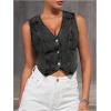 imageVerdusa Womens Denim Vest Button Up V Neck Sleeveless Jean Vest Top Corset Top Jean Crop TopBlack