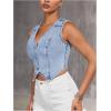 imageVerdusa Womens Denim Vest Button Up V Neck Sleeveless Jean Vest Top Corset Top Jean Crop TopBlue