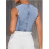 imageVerdusa Womens Denim Vest Button Up V Neck Sleeveless Jean Vest Top Corset Top Jean Crop TopBlue