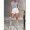 imageVerdusa Womens Denim Vest Button Up V Neck Sleeveless Jean Vest Top Corset Top Jean Crop TopBlue