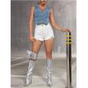 imageVerdusa Womens Denim Vest Button Up V Neck Sleeveless Jean Vest Top Corset Top Jean Crop TopDark Blue