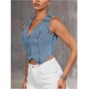 imageVerdusa Womens Denim Vest Button Up V Neck Sleeveless Jean Vest Top Corset Top Jean Crop TopDark Blue