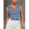imageVerdusa Womens Denim Vest Button Up V Neck Sleeveless Jean Vest Top Corset Top Jean Crop TopDark Blue