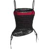 imageVerdusa Womens Floral Print Mesh Ruched Drawstring Y2K Cami Top Goth TopBlack