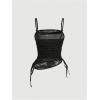 imageVerdusa Womens Floral Print Mesh Ruched Drawstring Y2K Cami Top Goth TopBlack Plain