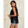 imageVerdusa Womens Fringe Rivets Sleeveless Vest Cardigan Casual Tassel OuterwearBlack