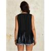 imageVerdusa Womens Fringe Rivets Sleeveless Vest Cardigan Casual Tassel OuterwearBlack