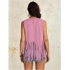 imageVerdusa Womens Fringe Rivets Sleeveless Vest Cardigan Casual Tassel OuterwearDusty Pink