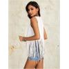imageVerdusa Womens Fringe Rivets Sleeveless Vest Cardigan Casual Tassel OuterwearWhite