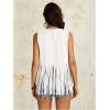 imageVerdusa Womens Fringe Rivets Sleeveless Vest Cardigan Casual Tassel OuterwearWhite
