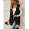 imageVerdusa Womens Fringe Vest 70s Hippie Sleeveless Western Faux Suede Cardigan OuterwearBlack