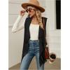 imageVerdusa Womens Fringe Vest 70s Hippie Sleeveless Western Faux Suede Cardigan OuterwearBlack