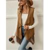 imageVerdusa Womens Fringe Vest 70s Hippie Sleeveless Western Faux Suede Cardigan OuterwearBrown