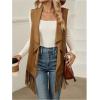 imageVerdusa Womens Fringe Vest 70s Hippie Sleeveless Western Faux Suede Cardigan OuterwearBrown