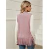 imageVerdusa Womens Fringe Vest 70s Hippie Sleeveless Western Faux Suede Cardigan OuterwearPink