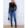imageVerdusa Womens Long Sleeve Asymmetrical Neck Cut Out Mesh Bodysuit Without LingerieBlack