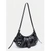 imageVerdusa Womens Pleated Hobo Shoulder Bags Metallic PU Leather Clutch HandbagBlack