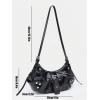 imageVerdusa Womens Pleated Hobo Shoulder Bags Metallic PU Leather Clutch HandbagBlack