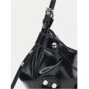 imageVerdusa Womens Pleated Hobo Shoulder Bags Metallic PU Leather Clutch HandbagBlack