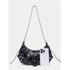 imageVerdusa Womens Pleated Hobo Shoulder Bags Metallic PU Leather Clutch HandbagBlack