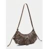 imageVerdusa Womens Pleated Hobo Shoulder Bags Metallic PU Leather Clutch HandbagBrown