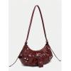 imageVerdusa Womens Pleated Hobo Shoulder Bags Metallic PU Leather Clutch HandbagBurgundy