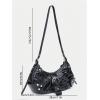 imageVerdusa Womens Pleated Hobo Shoulder Bags Metallic PU Leather Clutch HandbagGlow Black