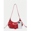 imageVerdusa Womens Pleated Hobo Shoulder Bags Metallic PU Leather Clutch HandbagRed