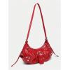 imageVerdusa Womens Pleated Hobo Shoulder Bags Metallic PU Leather Clutch HandbagRed