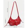 imageVerdusa Womens Pleated Hobo Shoulder Bags Metallic PU Leather Clutch HandbagRed