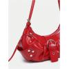 imageVerdusa Womens Pleated Hobo Shoulder Bags Metallic PU Leather Clutch HandbagRed
