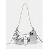 imageVerdusa Womens Pleated Hobo Shoulder Bags Metallic PU Leather Clutch HandbagSilver