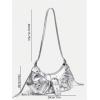 imageVerdusa Womens Pleated Hobo Shoulder Bags Metallic PU Leather Clutch HandbagSilver