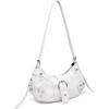 imageVerdusa Womens Pleated Hobo Shoulder Bags Metallic PU Leather Clutch HandbagWhite