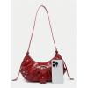 imageVerdusa Womens Pleated Hobo Shoulder Bags Metallic PU Leather Clutch HandbagWine