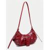 imageVerdusa Womens Pleated Hobo Shoulder Bags Metallic PU Leather Clutch HandbagWine