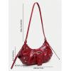imageVerdusa Womens Pleated Hobo Shoulder Bags Metallic PU Leather Clutch HandbagWine