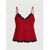 imageVerdusa Womens Ruffle Heart Lace Camisole Tops Bow Front V Neck Sleeveless Peplum Tops Y2k TopsRed